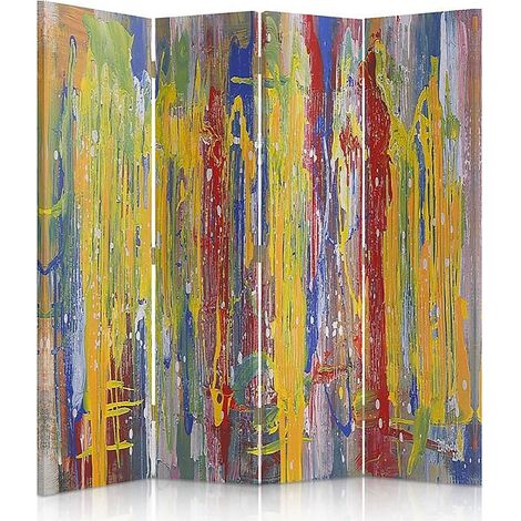 Paravent Design Abstrait en Couleur pour Décor Moderne - 145 x 150 cm - 2 faces R° V°