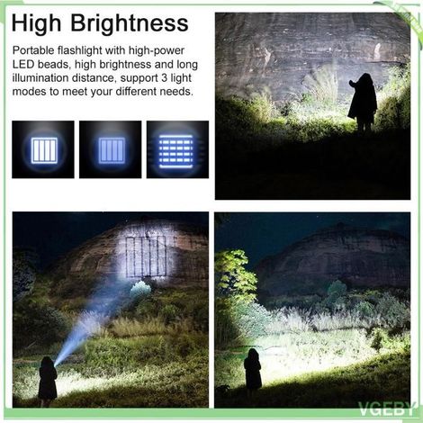 Lampe de poche - FAFEICY - T6 (sans lumière latérale) - LED rechargeable - Zoomable 3 modes - Batterie 500mAh USB IPX6 (1/5)