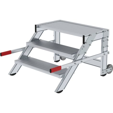 MUNK Arbeitspodest fahrbar Aluminium geriffelt 800mm Stufenbreite 3 Stufen (1/4)