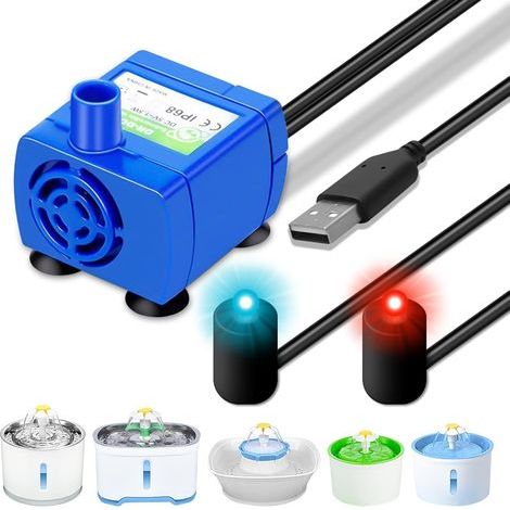 Replacement Pump for Cat Fountain: Ultra-Quiet Pet Fountain Pump with Mini LED Pumps, Submersible Pump Replacement, 464343mm (1/5)