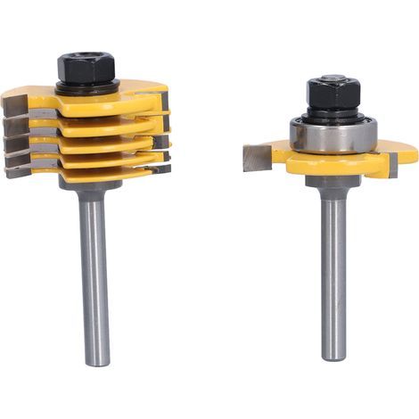 2 grooving cutters, 6.35 mm (1/4 in) shank, 3 adjustable wings, 6 different cutting widths, 12.7 mm (1/2 in) depth. (1/5)