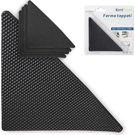 4pz Adesivi Ferma Tappeto Antiscivolo Forma Triangolare 100x100x2.5mm per Parquet, Laminato, Piastrelle, PVC, Sughero e Vinile (1/3)