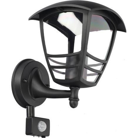 Applique murale d'extérieur E27 avec détecteur de mouvement PIR aluminium noir IP44 IMMA BLACK - EDO Solutions