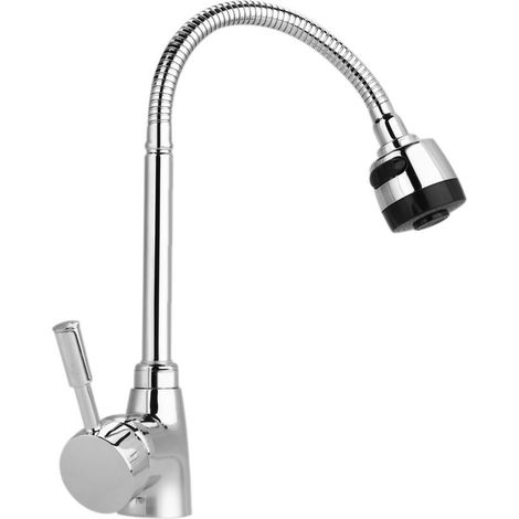Mitigeur évier cuisine pivotant en alliage de zinc, robinet à poignée unique pour eau chaude et froide, installation fixe (1/5)