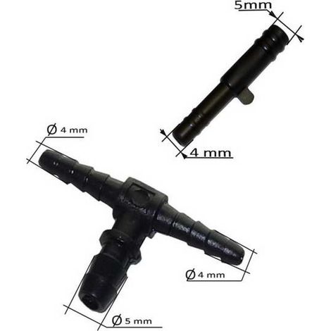 Reducteur Et T Diametre 5 A 4mm Pour Tuyau Lave Glace