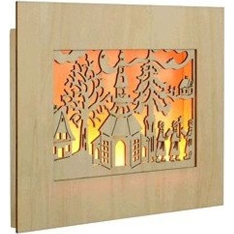 LED Holzbild beleuchtete Kirche