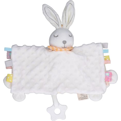 Couverture Sécurisante Bébé Lapin à Mâchouiller - Éveil Sensoriel et Douce Compagnie (1/5)