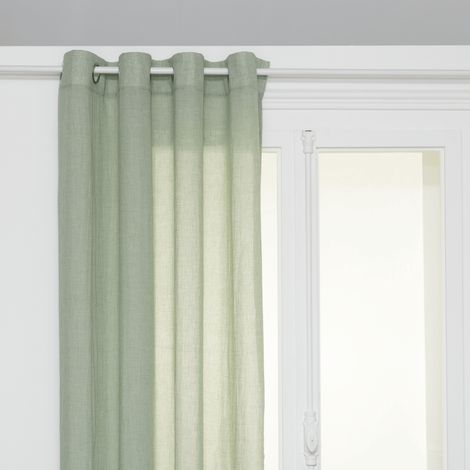 Atmosphera – Voilage 135x240cm vert céladon – 8 œillets en acier – Matière fluide 71,1 % polyester – Pour filtrer la lumière et préserver l'intimité