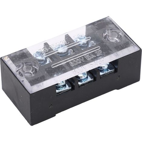 Bornier double rangée haute intensité à vis M3 avec couvercle, 15 A, 600 V, lot de 5 (1/5)