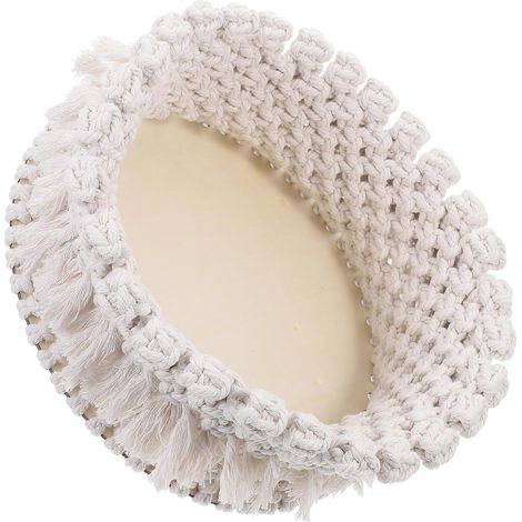 Panier de rangement en corde de coton beige tissée, idéal pour un usage domestique. (1/5)
