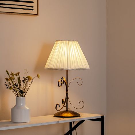 [GEBRAUCHT] B-Ware Tischleuchte Lampe Grande Odino Textil Bronze Creme Schalter Metall E27 Led 57cm (1/2)