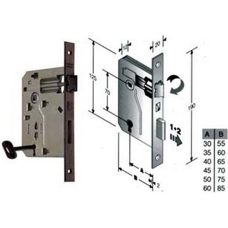 1PZ SERRATURA A BUSSOLA RIDOTTA DA INFILARE BORDO QUADRO BRONZATO - mm.40 bordo acciaio bronzato