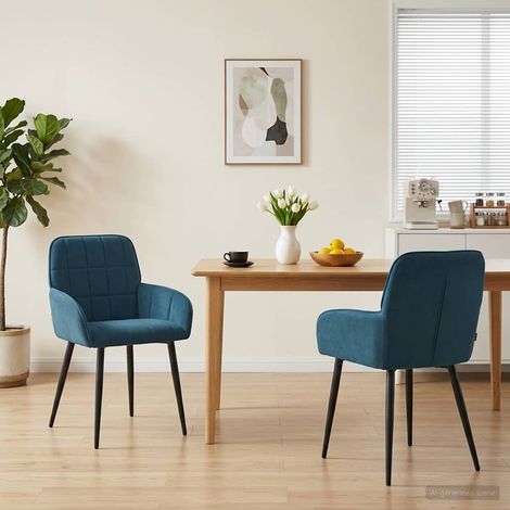 vidaXL Sedie da pranzo 2 pcs Velluto Blu 57 x 50 x 85 cm (1/5)