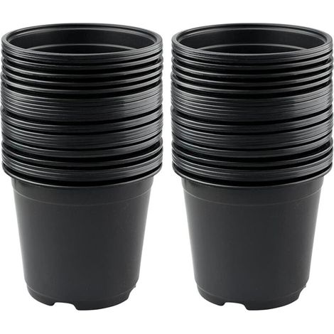 Lot de 50 pots de fleurs en plastique souple noir 15 cm – Pour semis et boutures – Haute respirabilité et flexibilité (1/5)