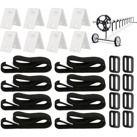 8 universal pool cover straps and clips, pool liner accessories. (1/4)