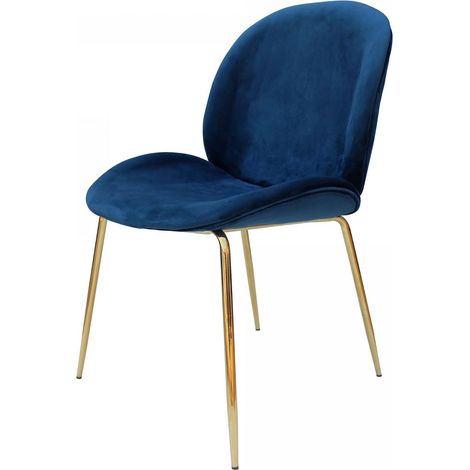 Chaise semi artisanal LOT DE 2 ARA 59x47 bleu et laiton (1/5)