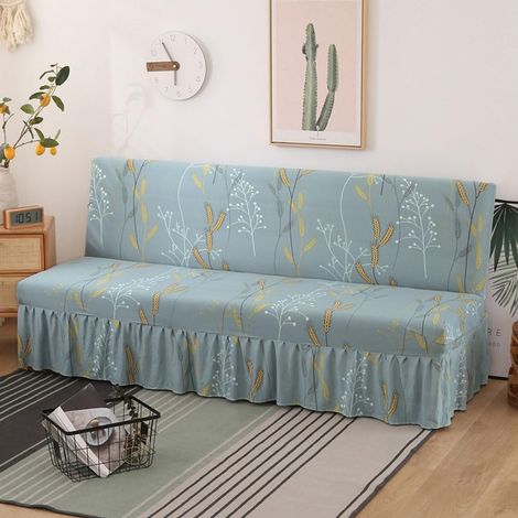 Housse de Canapé sans Accoudoirs avec Jupe, Housse Clic Clac Protege Canape, Housse Canapé sans Bras Simple et Moderne, Clic Clac 3 Places Convertible Lit (L:190-225cm,Blé) (1/5)