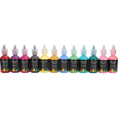 Peinture liquide à l'encre 12 couleurs pour aérographe, idéale pour la décoration de voitures, carrelages et pierres (348 ml). (1/5)