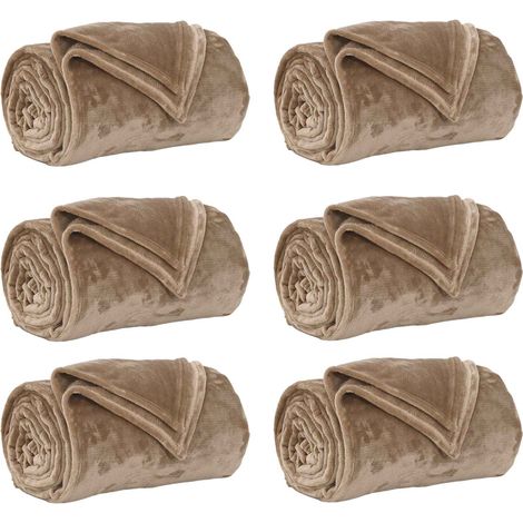 Mantitas de Sofá 6 pcs Camel 130 x 150 cm Lana vidaXL