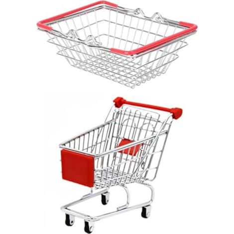 Mini chariot de courses pour frites, mini panier à frire, panier de service, panier de courses, chariot de supermarché en métal (1/5)