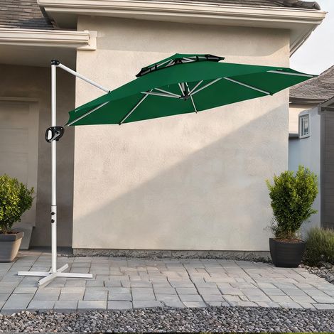 Parasol de jardin verde en poliéster 292 x 292 x 247 cm (1/5)