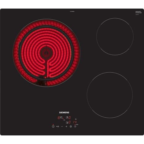 Siemens – Plaque vitrocéramique 3 foyers 59.2cm – Puissance 5700W – Minuteur avec coupure automatique – Noir