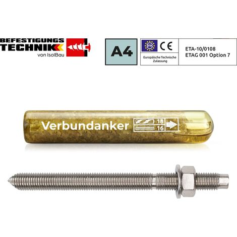 IsolBau Chemischer Dübel M16 + Gewindestange M16 x 190 mm A4 (1/5)