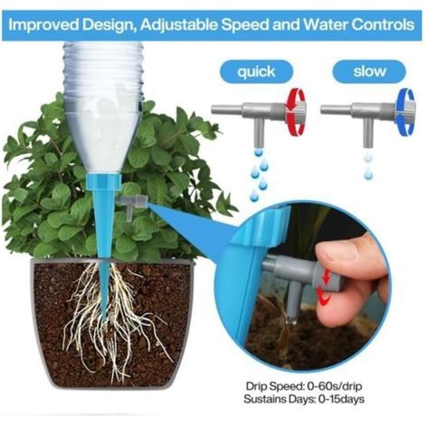 Kit d'Irrigation Goutte à Goutte, 24 Pièces Cônes d'Arrosage Automatique avec Vannes pour Plantes d'Intérieur