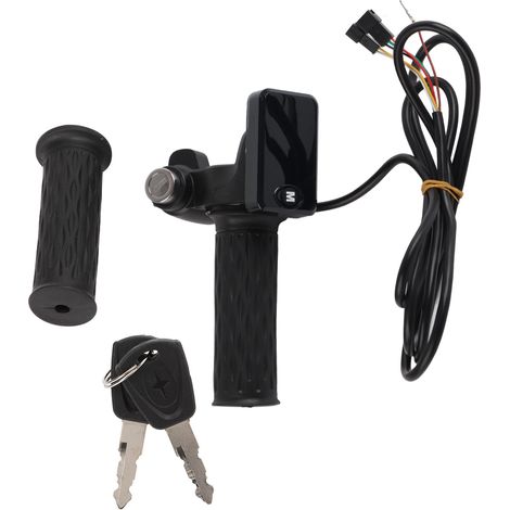 1 Paire Poignée Accélérateur LCD pour Vélo Électrique avec Câble et Clé - Commande de Vitesse par Rotation