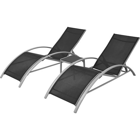 Maison Exclusive - Lettini Prendisole con Tavolino in Alluminio Nero (1/5)