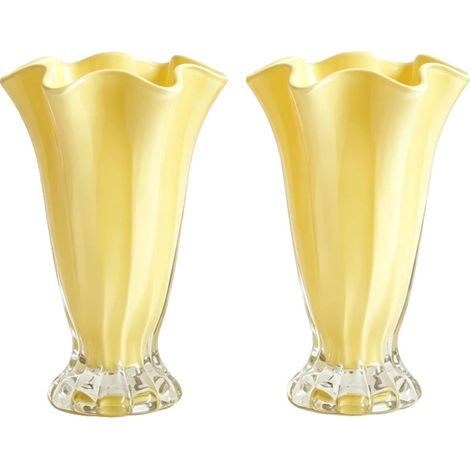 Vase à fleurs, Design élégant, Utilisation polyvalente, jaune-2pcs (1/2)