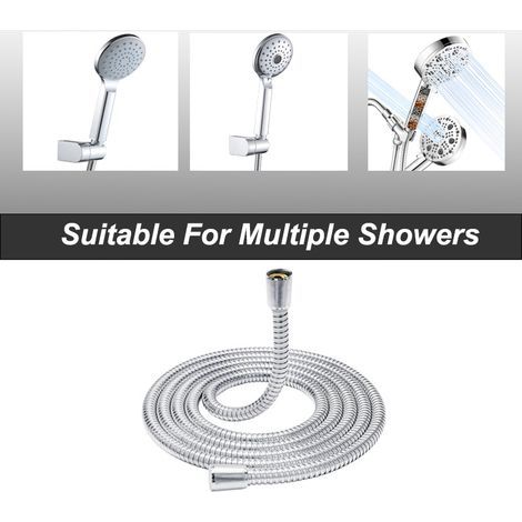 Flexible de douche en acier inoxydable de 1,6 mètre, raccord à embout en cuivre, tuyau de douche antidéflagrant crypté, flexible de pommeau de douche haute pression étanche (1/4)