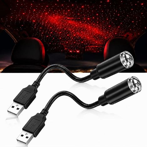 2 PCS Lumières D'ambiance USB pour Voiture, projecteur Ciel étoilé, Lampe de Plafond LED réglable avec Plusieurs Modes, décoration Voiture intérieur, Romantique pour Maison et fête (1/5)