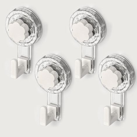 Crochet Ventouse Salle De Bain, Porte Accroche Serviette Ventouse Sans Percage, Crochet Mural Sxtra Forte Suction Hooks pour Douche Cuisine Torchon Toilette (Clear+White, 11.26.24.3cm4)