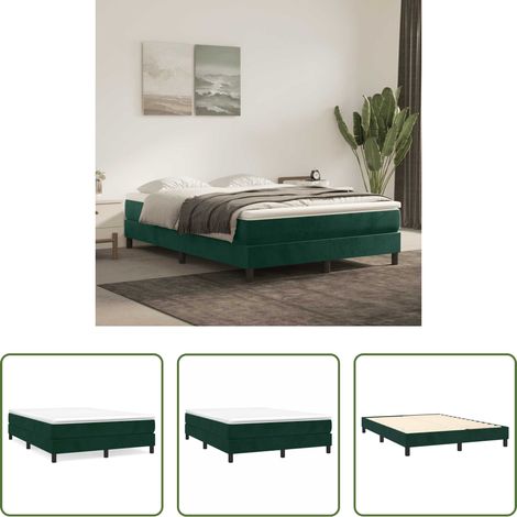 vidaXL Samt - Boxspringbett mit Matratze Dunkelgrün 140x200 cm Samt (1/5)