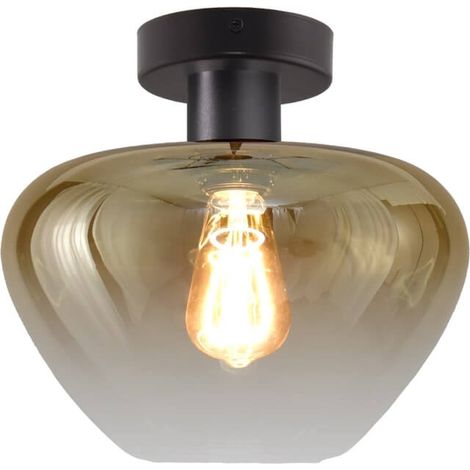 Plafonnier Genua noir avec verre doré Ø 29cm - 5970-05-05-29 (1/3)