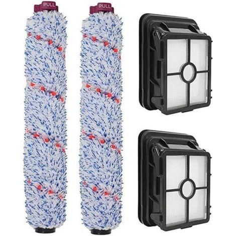 2 filtres de rechange pour nettoyant multi-surfaces lavables 3 en 1 Bissell Crosswave 1866 et 2 brosses à rouleaux multi-surfaces 1868 compatibles avec Bissell Crosswave 17132 série 1785 (pack combiné (1/4)