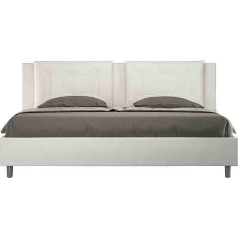 Letto senza rete imbottito 180x200 similpelle bianco Annalisa (1/4)