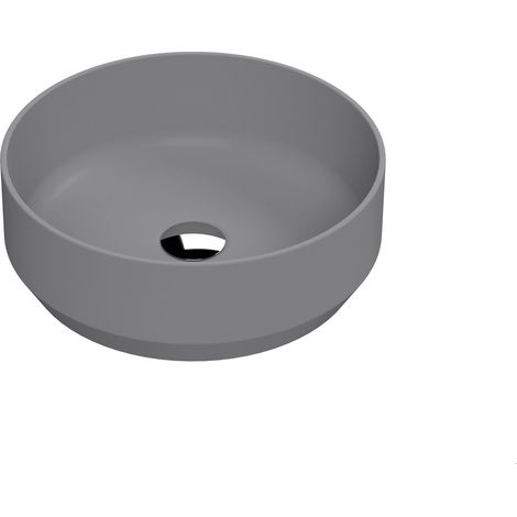 Round Matt Ceramic Countertop Vessel Without Overflow - 350mm - Matt Grey