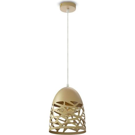 Lámpara de araña LED V-TAC con forma de campana, de metal satinado, portalámparas E27 (máx. 60 W), color dorado champán (1/5)