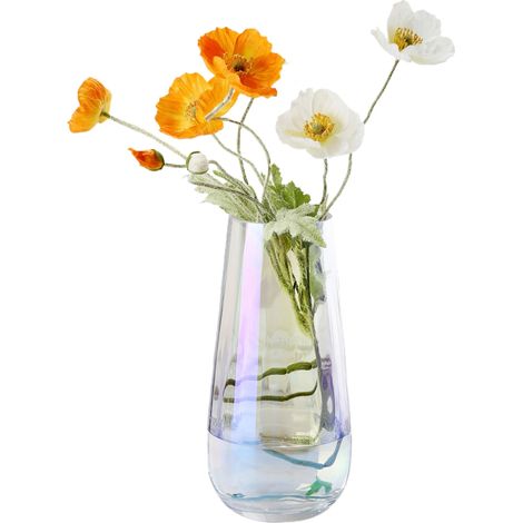 Vase moderne en verre irisé pour bouquet, H 25 cm, motif goutte d'eau pour décoration de sol, décoration de ferme, centre de table, bureau (irisé) (1/5)
