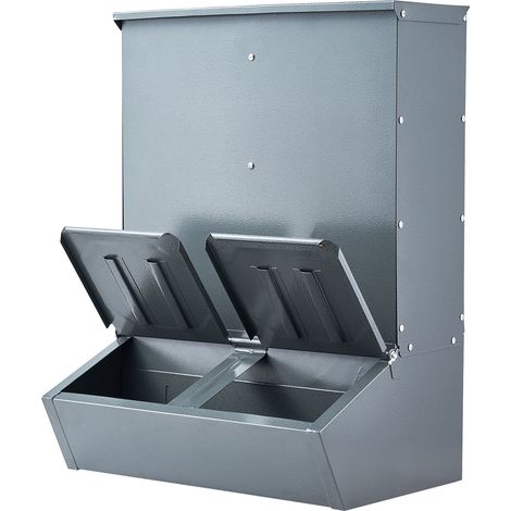 Mangeoire à porcs de 3,7 boisseaux à double porte en acier robuste, accessoire d'élevage extérieur pour nourrir jusqu'à 8 porcs (1/5)