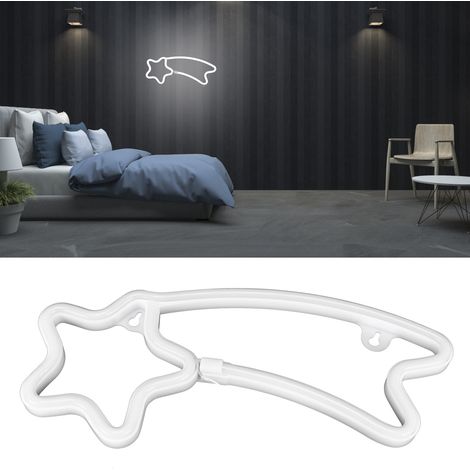 Enseigne lumineuse LED néon en forme de météore, blanche, idéale pour une demande en mariage, un mariage, un anniversaire ou toute autre fête. (1/5)