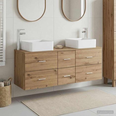 vidaXL Bathroom Cabinet Set 3 pcs Artisan Oak 129 x 41 x 80 cm (1/5)