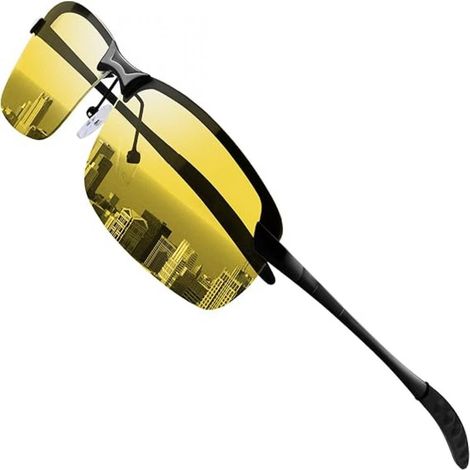 Lunettes De Conduite De Nuit - Verres Jaunes Polarises Anti-Eblouissement - Pour Port Sur Lunettes Existantes - 1 Paire (1/5)