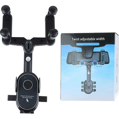 Support téléphone rétroviseur voiture, rotation 360°, support universel pour smartphone, adapté véhicule. (1/5)