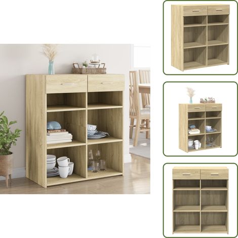 Buffet chêne sonoma 80x42,5x93 cm bois d'ingénierie - Buffet - Meuble De Rangement - Armoire - Commode - Bois D'ingénierie (1/5)