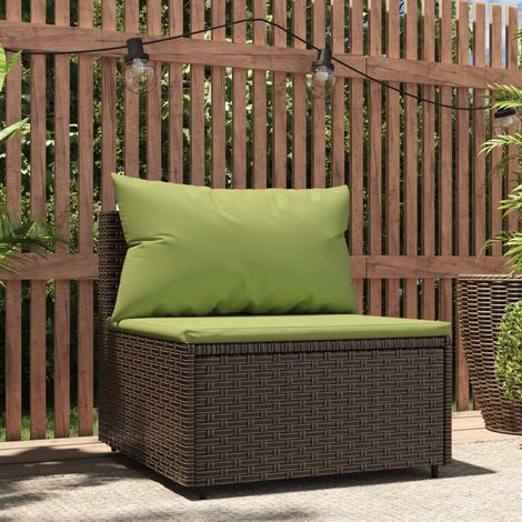 Canapé central de jardin avec coussins Canapé Relax de jardin marron résine tressée -BV43845 (1/5)