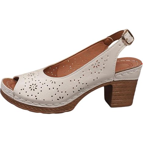 Sandalias versátiles de mujer con tiras y tacón de bloque, talla 45. (1/5)