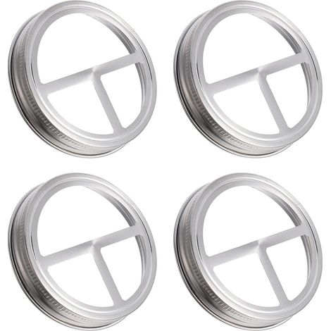 Couvercles et anneaux rechange en inox pour bocaux Mason, diamètre 86 mm, bagues de type fendues, Lot de 4 pour la conserve et le rangement en cuisine (1/5)